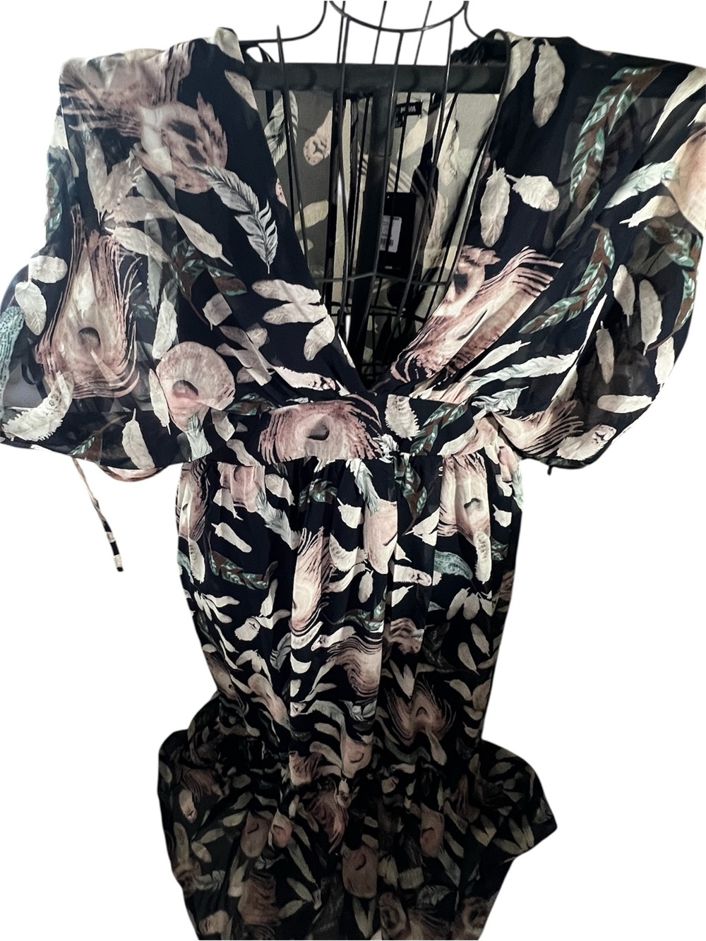 Fashion Nova Farrah Floral Maxi Dress NWT Blue Combo Boho V-Neck Size - Picture 7 of 10